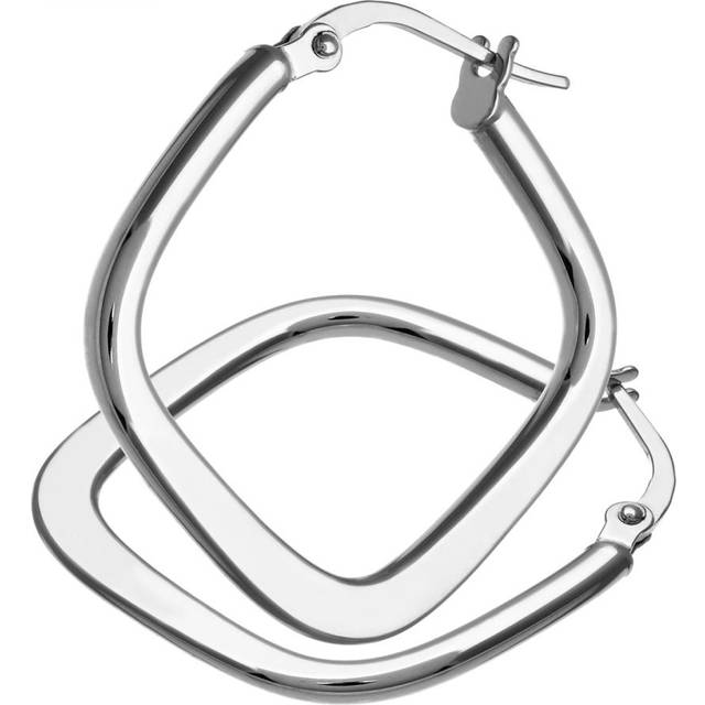 Diamant L'Eternel Womens 9ct White Gold Tapered Square Hoop Earrings - One Size