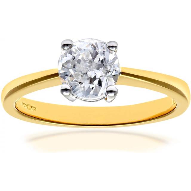 Diamant L'Eternel Womens Engagement Ring, 18ct Yellow Gold IJ/I Round Brilliant Certified Diamond 1.00ct Weight - Size P