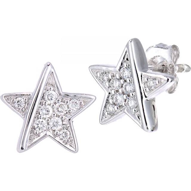 Diamant L'Eternel Womens 18ct White Gold Diamond Star Earrings - One Size