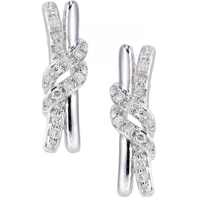 Diamant L'Eternel Womens 9ct White Gold Diamond Earrings with Twist Design - One Size