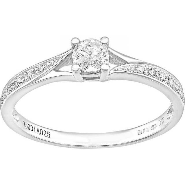 Diamant L'Eternel Womens 18ct White Gold Ring With 0.25ct Diamond - Size K