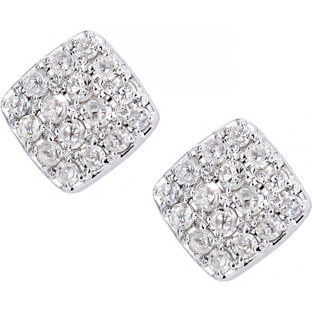 Diamant L'Eternel Womens 9ct White Gold Diamond Square Stud Earrings - One Size