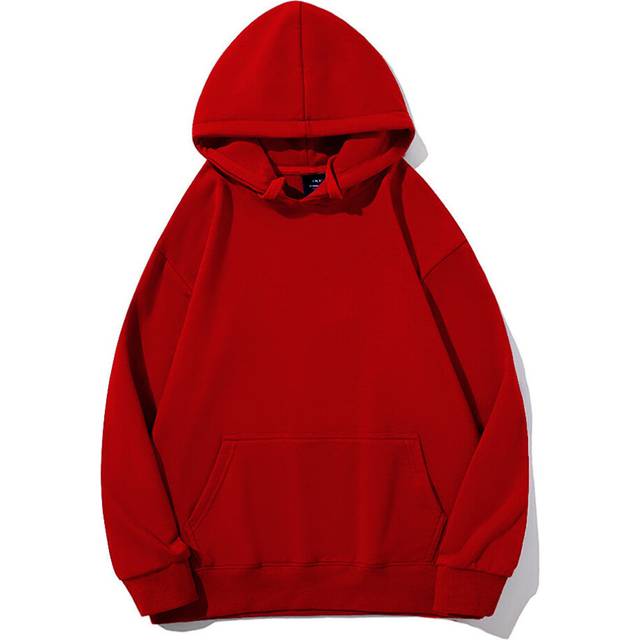 (Red, S) Mens Womens Classic Plain Pullover Hooded Sweatshirt Hoodie Sweater