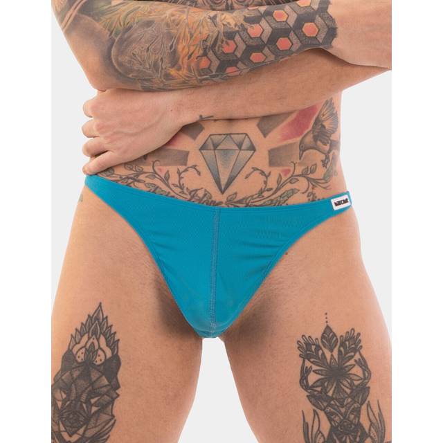 Barcode Berlin Bright Swimming Thong, Stretchy Quick-Dry Ribbed Fabric - Teal - XL