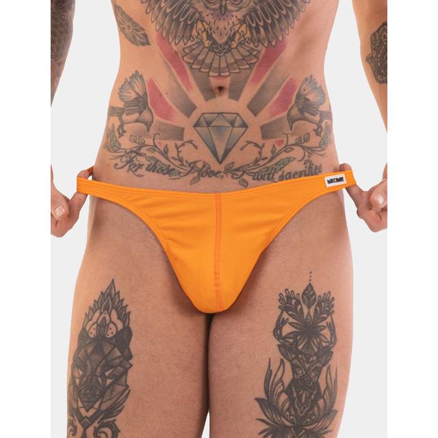 Barcode Berlin Bright Swimming Thong, Stretchy Quick-Dry Ribbed Fabric - Orange - XL