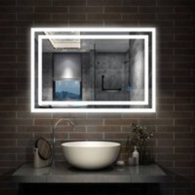 Backlit led Illuminated Bathroom Mirror with Light Sensor + Demister - Type b 800 x 600mm