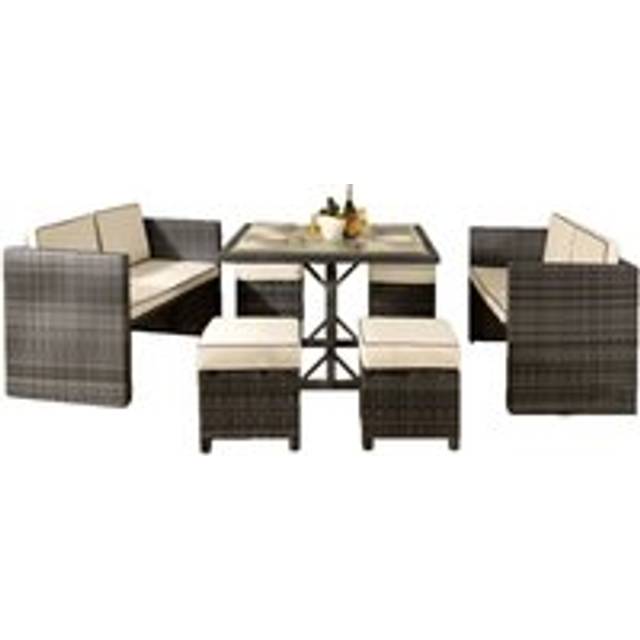 7 Piece Rattan Garden Furniture Set in Grey
