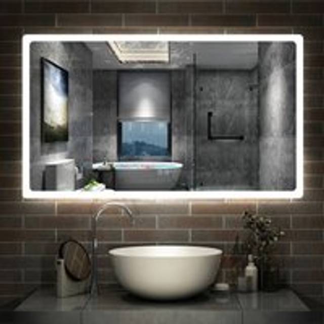 Aica Sanitaire - Bathroom Mirror with Lights Anti Fog Touch Sensor Wall Mounted led Bathroom Mirrors - 1200x700mm+Bluetooth+Dimmable+3 Colour