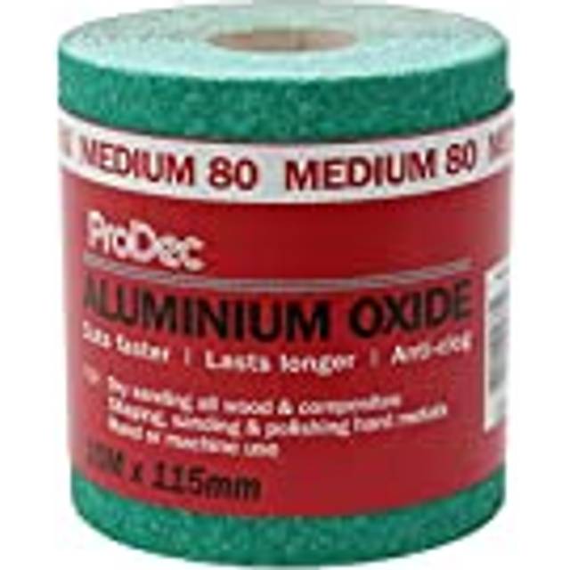 10m Roll 80 Grit Medium Grade Green Aluminium Oxide Abrasive Sanding Paper for Sanding Wood, Paint, Plaster, Filler, Metal and More, 115mm Wide