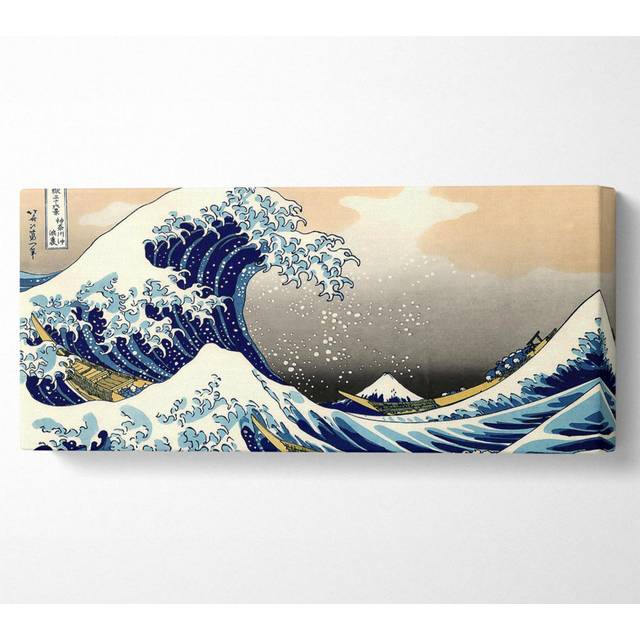 Hokusai a Big Wave Off Kanagawa - Wrapped Canvas Art Prints - Multicolour (50.8cm H x 121.9cm W)