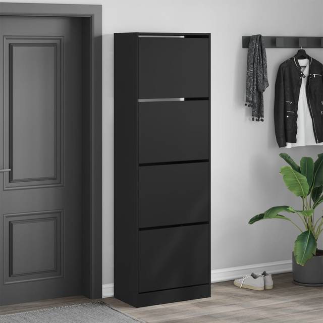 8 Pair Shoe Storage Cabinet - Black (8)
