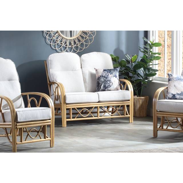 17 Stories Pamplona 3 Piece Conservatory Sofa Set Beige/Light Oak/Light Oak 3