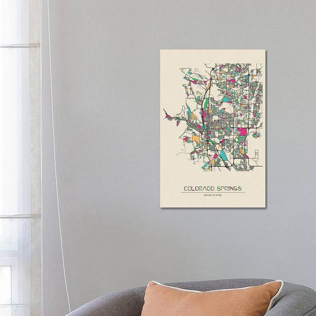 Colorado Springs, Colorado Map by Ayse Deniz Akerman - Wrapped Canvas Wrapped Canvas (66.04cm H x 45.72cm W x 1.905cm D)