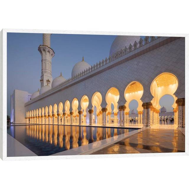 UAE, Abu Dhabi. Sheikh Zayed Bin Sultan Mosque II by Walter Bibikow - Photograph Print on Canvas - White Framed (101.6 cm H x 66.04 cm W)