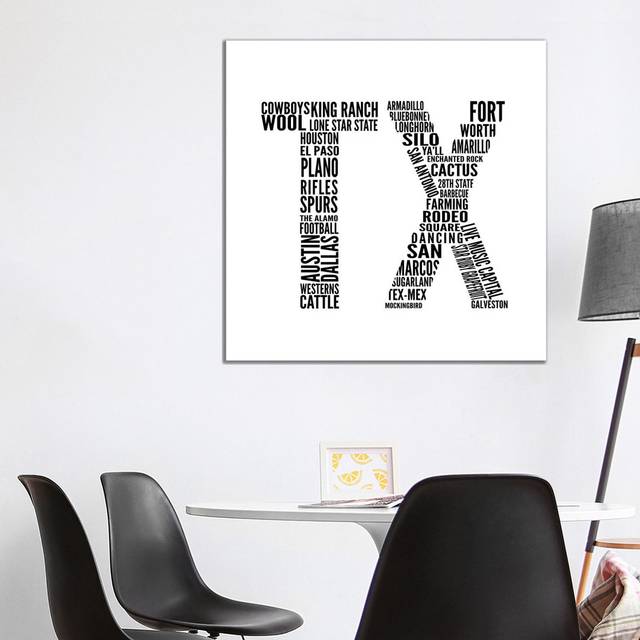 TX Type by SD Graphics Studio - Wrapped Canvas Typography (93.98cm H x 93.98cm W x 1.9cm D)