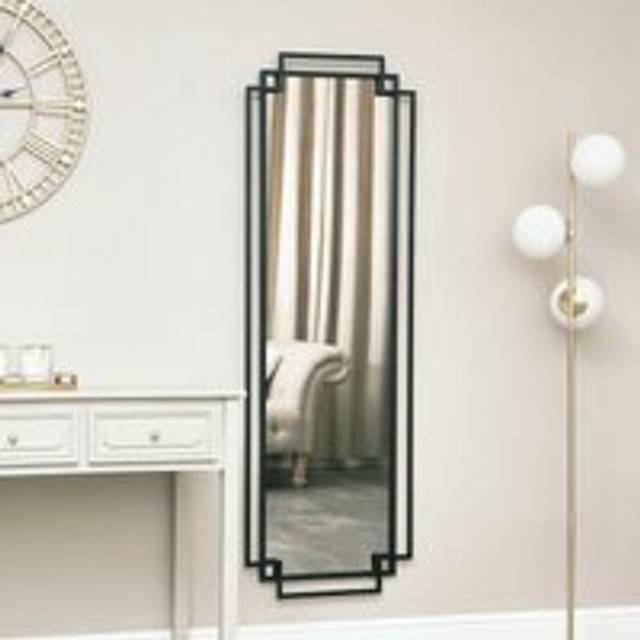 Black Art Deco Wall Mirror 142cm x 47cm Material: Mirrors