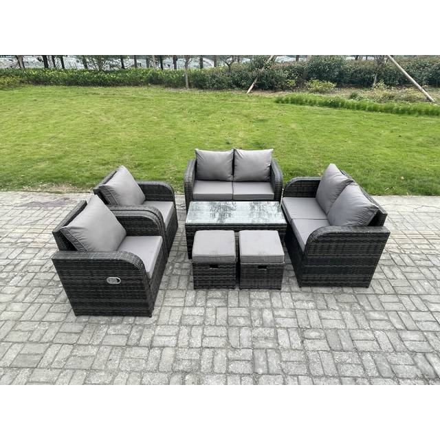 Fimous Patio Garden Furniture Sets Wicker 8 Seater Outdoor Rattan Furniture Sofa Sets with Rectangular Coffee Table