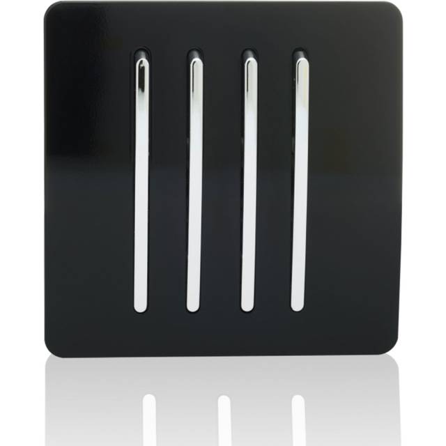 Trendi 4 Gang 1 Way Artistic Modern Glossy 10 Amp Rocker Tactile Light Switch Piano Black ART-SS7BK