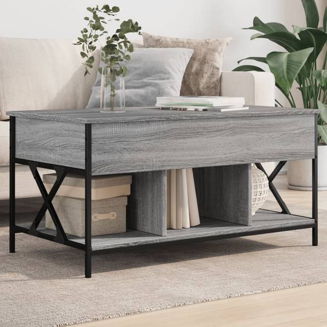 vidaXL Coffee Table with LED Lights Grey Sonoma 50x49x40 cm