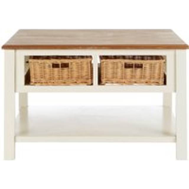 Interiors by Premier Natural and Cream Wood Coffee Table, Basket Drawer Chest Coffee Table, Contemporary Coffee Table with Storage - One Size