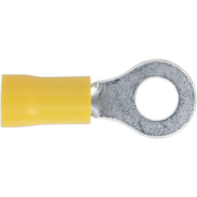 100 PACK Easy-Entry Ring Terminal - 6.4mm Dia - 12 to 10 AWG Cable - Yellow