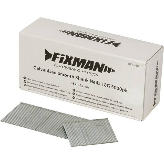 5000x Galvanised Smooth Brad Nails 38mm x 1.25mm Outdoor Rated 18 Gauge Nailers