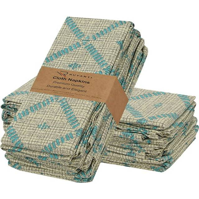 Ruvanti Cloth Napkins Set of 12 Cotton 100%  18x18 Inches Napkins Cloth Washable  Soft  Absorbent. Cotton Napkins for Parties  Christmas  Thanksgiving