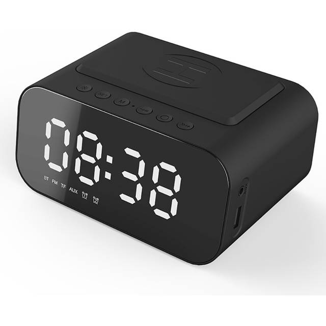 Digital Alarm Clock Radio with USB Charger Bluetooth Speaker Wireless Charging Alarm Clock Digital Alarm Clock(Grey)