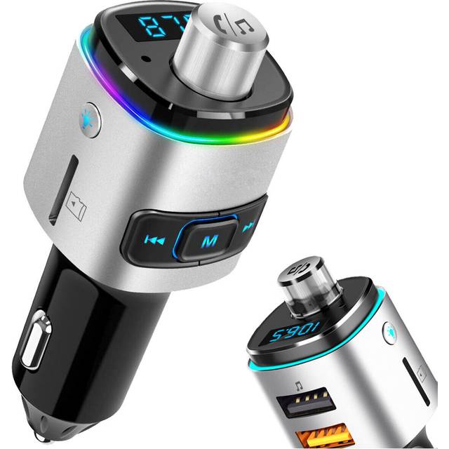 MMOBIEL Bluetooth biladapter FM-sändare - FM-sändare för bil Cigarettändare Bluetooth bil - Sats med QC 3.0 USB-A-laddare för handsfree-samtal och musik