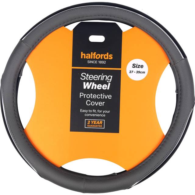 Halfords Black/ Grey Steering Wheel Cover
