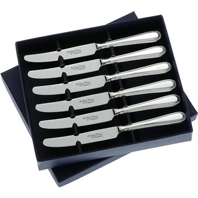 Arthur Price of England Sovereign Silver Set Of Six Tea Knives Bead