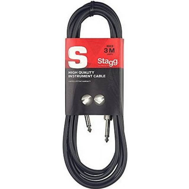 Stagg SGC3 3m High Quality Phone to Phone Plug Instrument Cable, Black