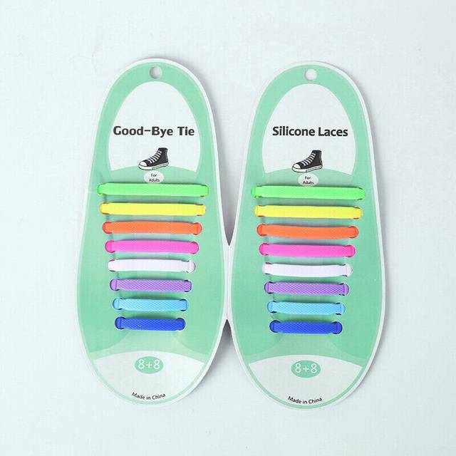 (Multicolour) No Tie Kids Adult Lazy Trainers Rubber Easy Elastic Silicone Shoelaces