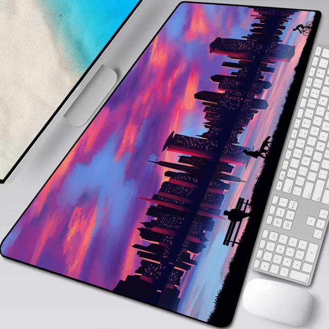 (a-Rluo-021 900x400x3mm) Anime Sky Sunset mousepad Deep Forest Firewatch Laptop Gamer Mousepad Gaming Mouse Pad Large Locking Edge Keyboard Deak Mat