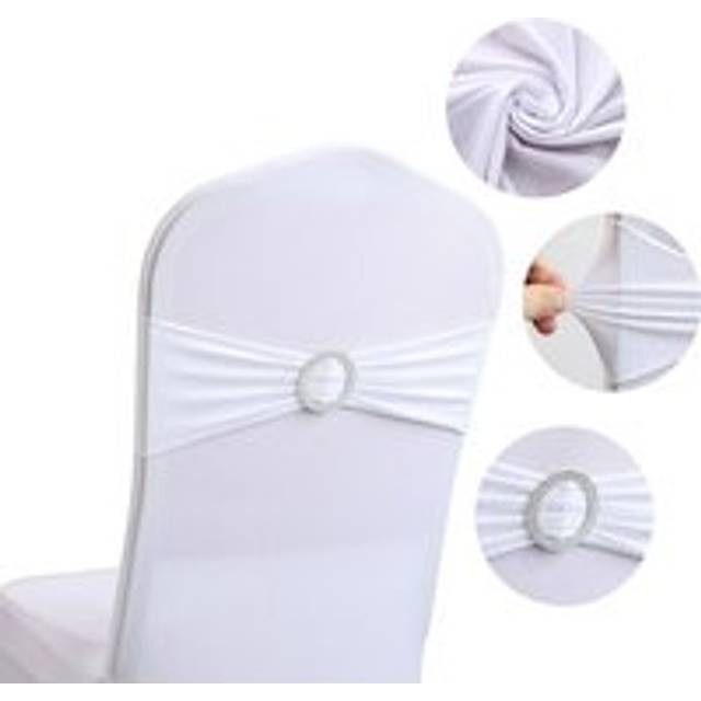 Alwaysh - 60 Pack Spandex Stretch Sashes with Sliding Buckle for Wedding, Spandex Chair Cover Bands for Folding Chairs, Banquet Decorations (White)