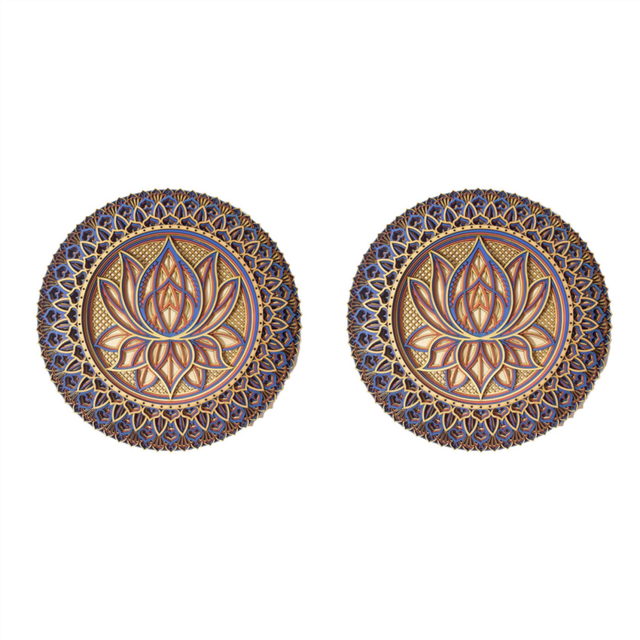 2X Lotus Flower Mandala-Art Wall, Lotus Flower Mandala Metal Wall Hanging for Room Decoration Wall Art (A)