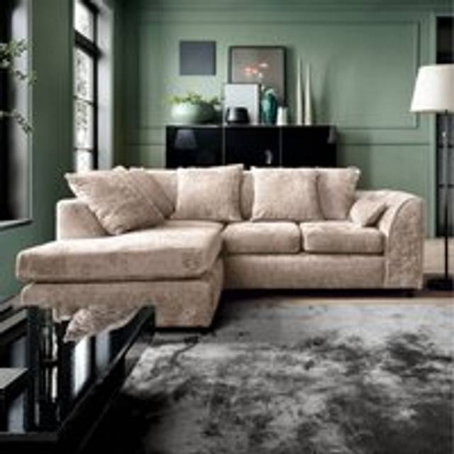 Harriet Crushed Chenille Left Facing Corner Sofa - Cream - Neutral