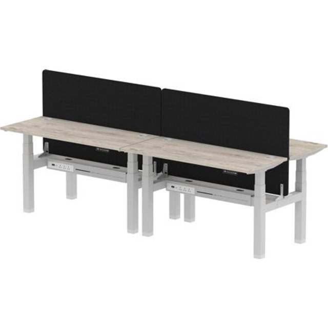 Air B2B 1400x600mm Adjustable 4P Bench Desk CP Grey Oak/Silver +Screen