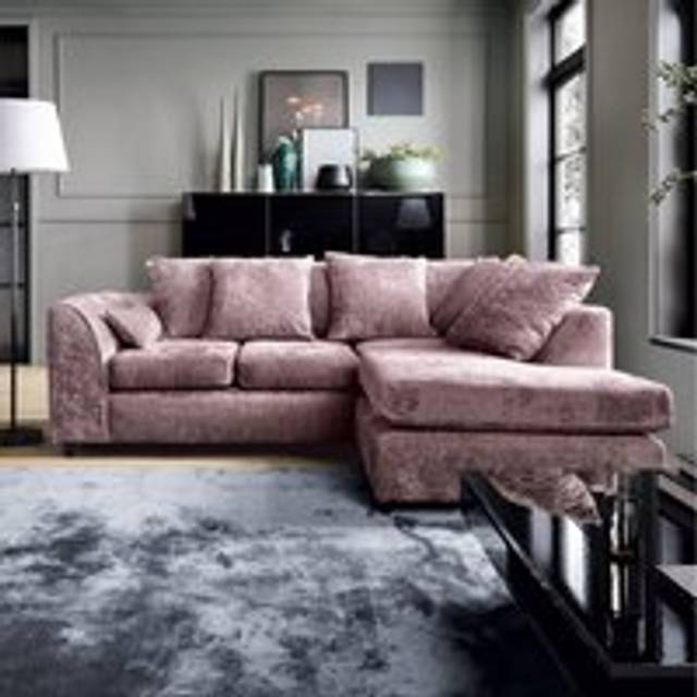 Harriet Crushed Chenille Right Facing Corner Sofa - Pink