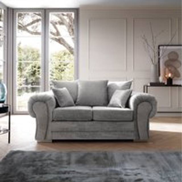 Verona Collection 2 Seater in Light Grey Crushed Chenille - Grey