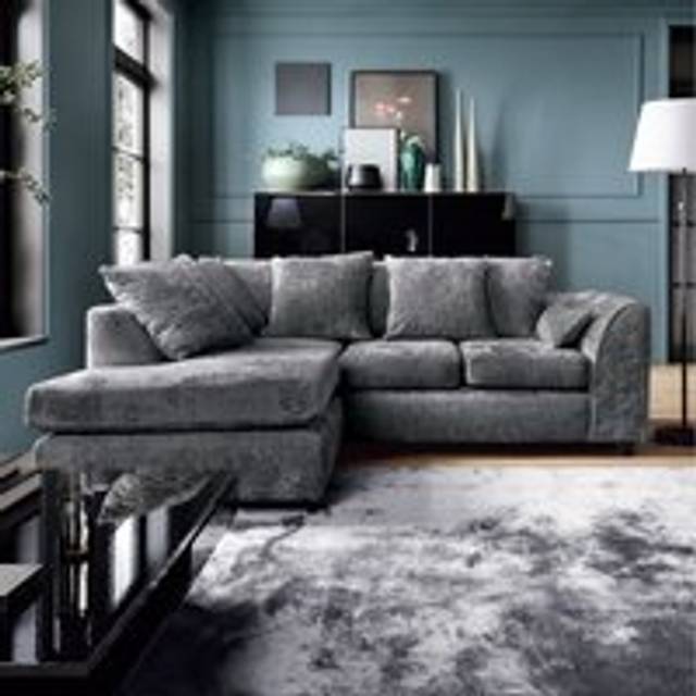 Harriet Crushed Chenille Left Facing Corner Sofa - Dark Grey