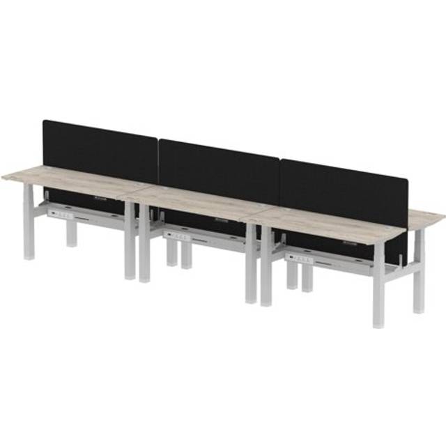 Air B2B 1400x600mm Adjustable 6P Bench Desk CP Grey Oak/Silver +Screen