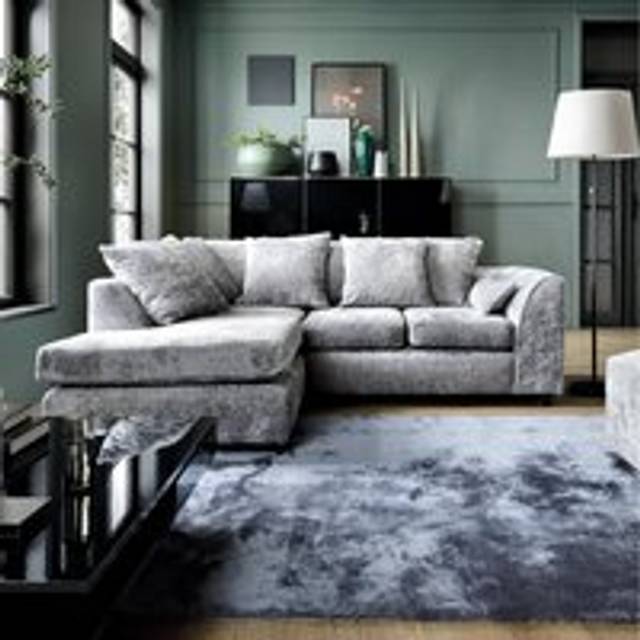 Harriet Crushed Chenille Left Facing Corner Sofa - Light Grey