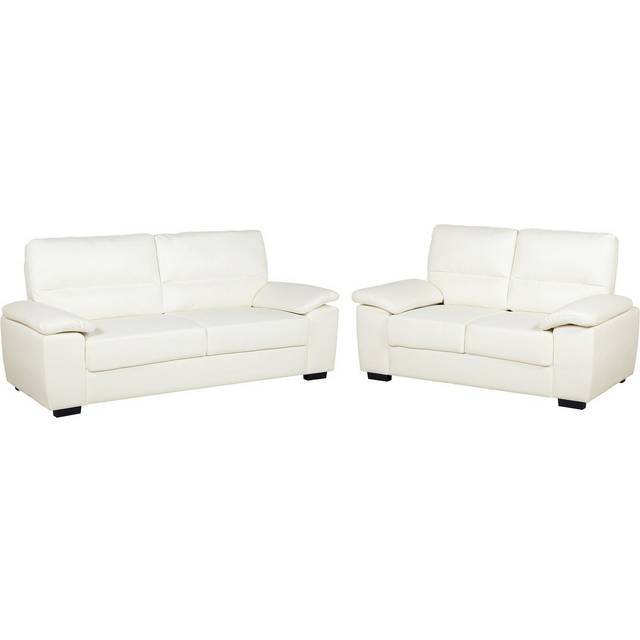 Living Room Set VOGAR Faux Leather Light Beige 5 Seater