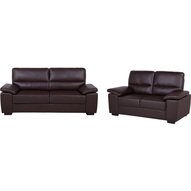 Living Room Set VOGAR Faux Leather Dark Brown 5 Seater