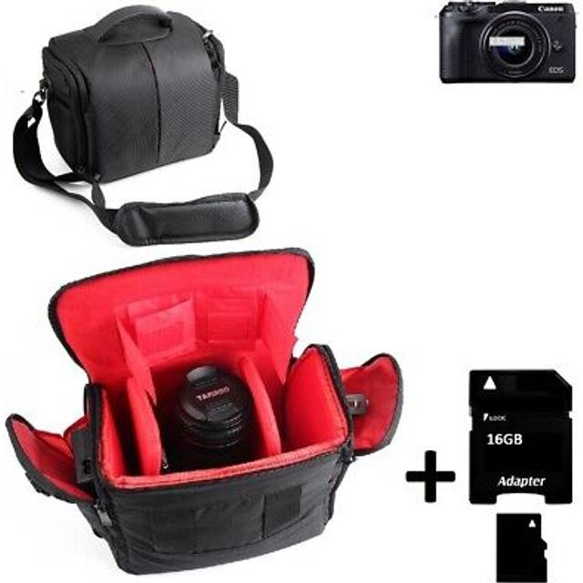 For canon eos m6 mark ii camera bag shoulder large waterproof + 16gb memory
