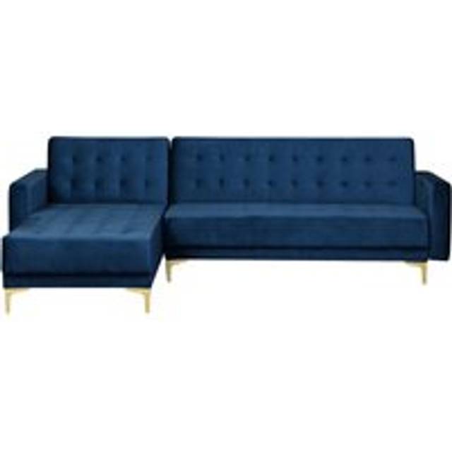 Right Hand Velvet Corner Sofa Navy Blue ABERDEEN