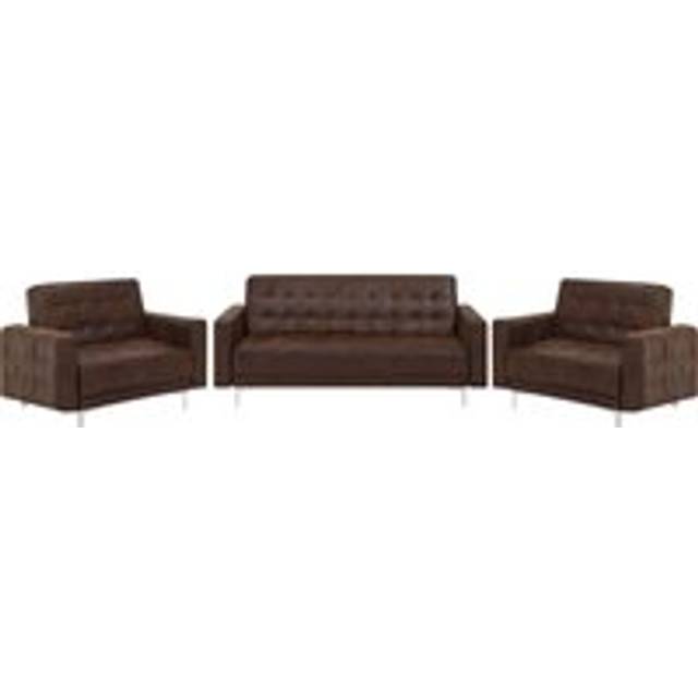 Modular Faux Leather Living Room Set Brown ABERDEEN
