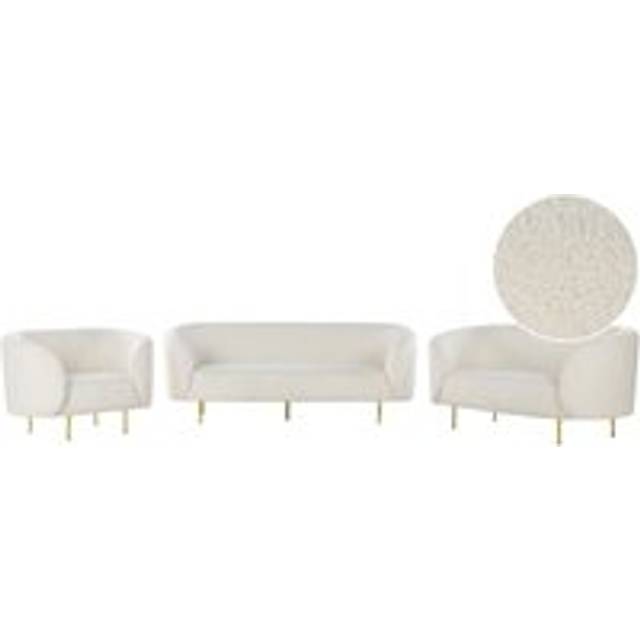 Boucle Living Room Set White LOEN