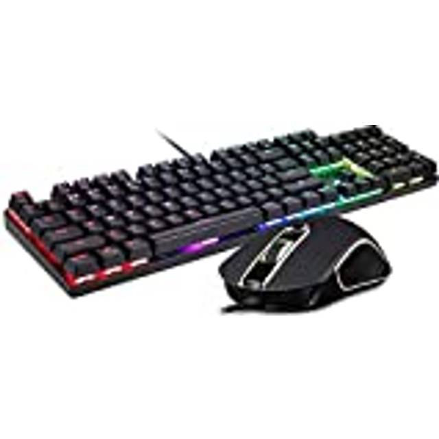 RGB-speltangentbord och -musset, LED RGB-bakgrundsbelyst tangentbord för Xbox One PC Mac PS4 Laptop A (A)